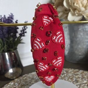 Red Beaded Heart Headband